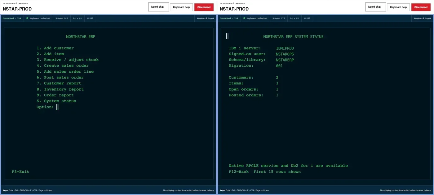Comparison of Classic and optional themed IBM i browser presentations